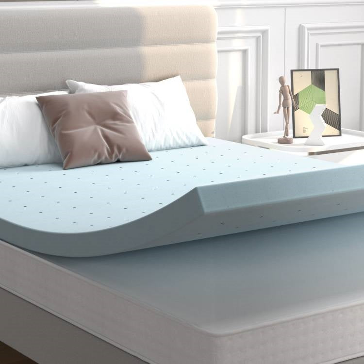Full size 4-inch Thick Soft Gel Memory Foam Mattress Topper in Light Blue LuxuryLifeWay Online Store