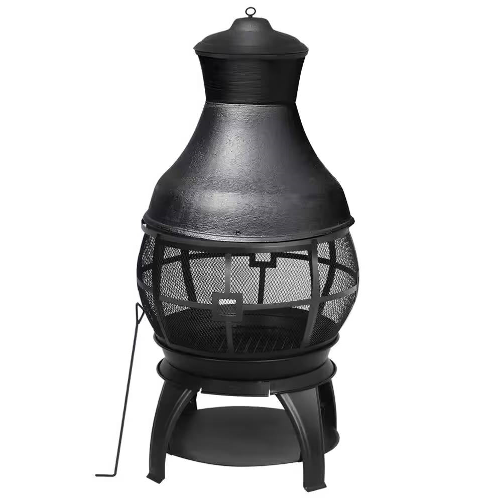 45-inch Black Cast Iron and Steel Outdoor Fire Pit Chimenea LuxuryLifeWay Online Store