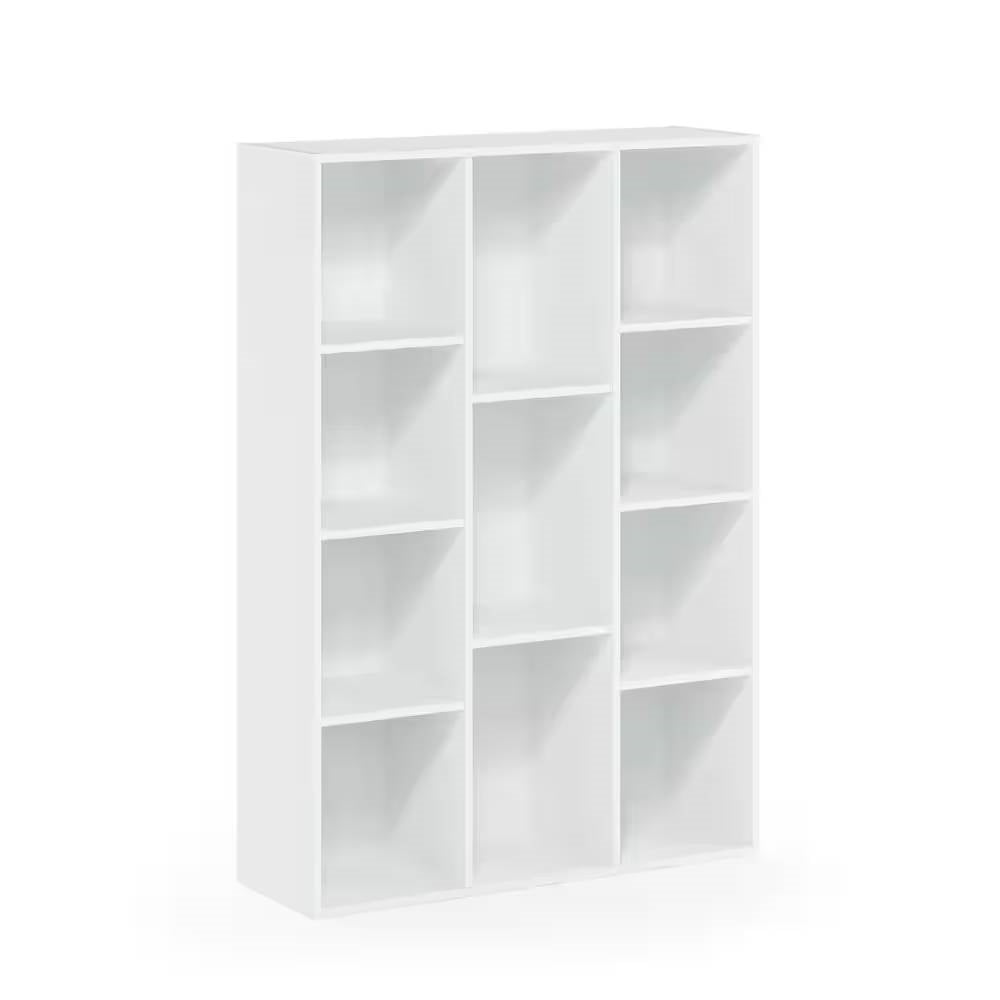 Modern 42-inch High Bookcase with 11-Cube Open Shelves in White Wood Finish LuxuryLifeWay Online Store