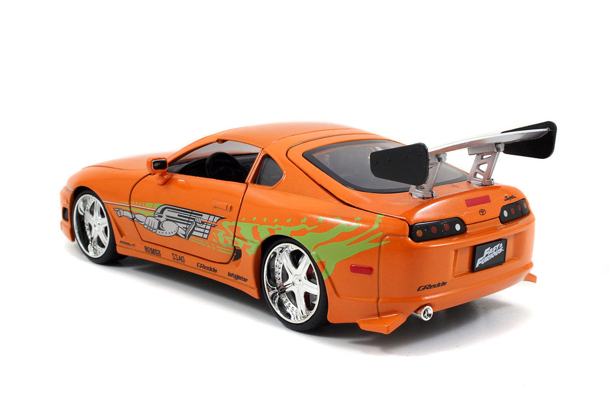 Model Kit Toyota Supra Metallic Orange with Brian Diecast Figure "Fast & Furious" Movie "Build N' Collect" 1/24 Diecast Model Car by Jada LuxuryLifeWay Online Store
