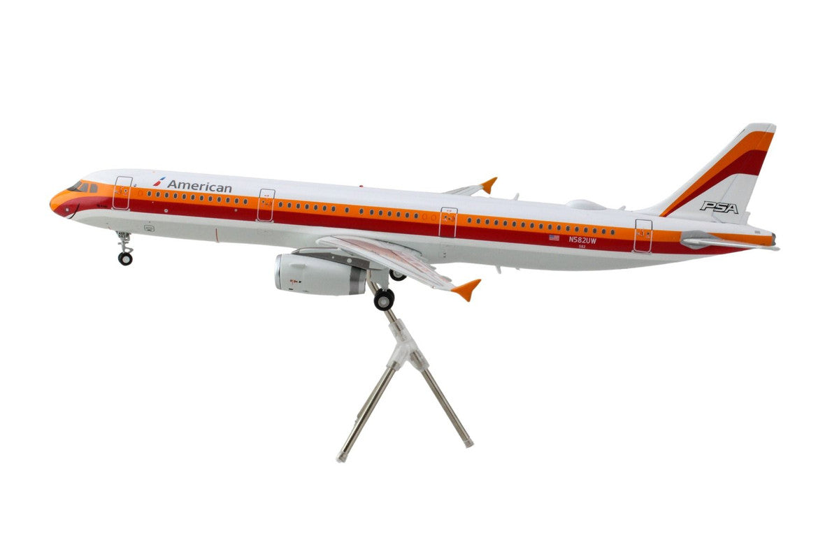 Airbus A321 Commercial Aircraft "American Airlines - PSA" (N582UW) White with Red and Orange Stripes "Gemini 200" Series 1/200 Diecast Model Airplane by GeminiJets LuxuryLifeWay Online Store
