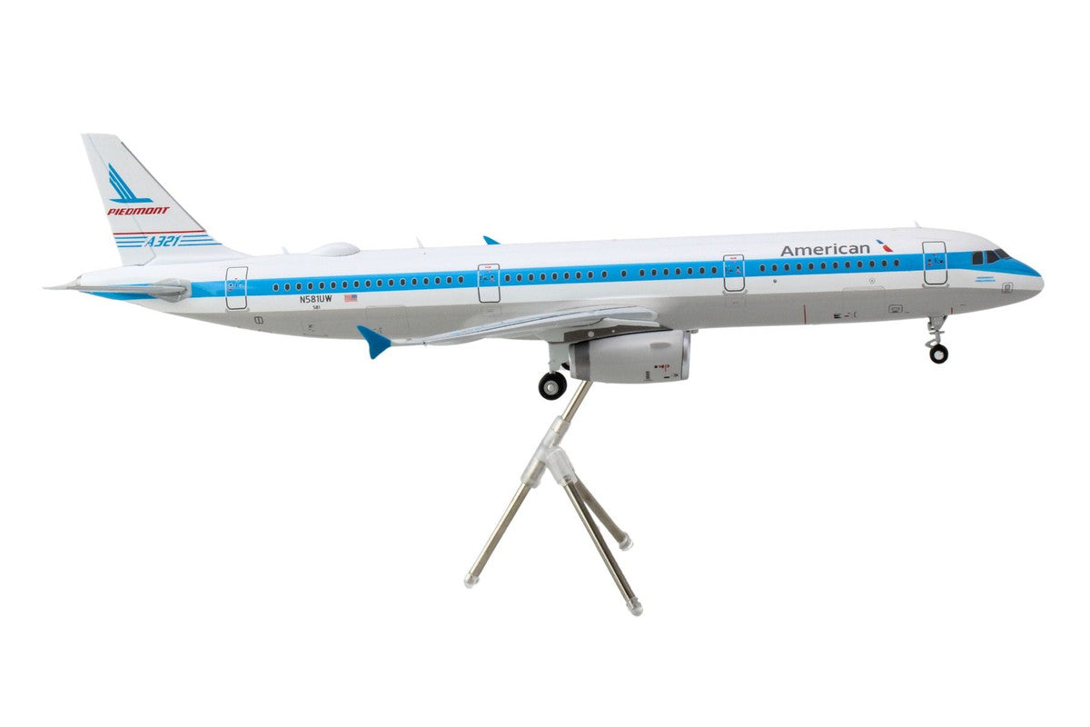Airbus A321 Commercial Aircraft "American Airlines - Piedmont" (N581UW) White with Blue Stripes "Gemini 200" Series 1/200 Diecast Model Airplane by GeminiJets LuxuryLifeWay Online Store