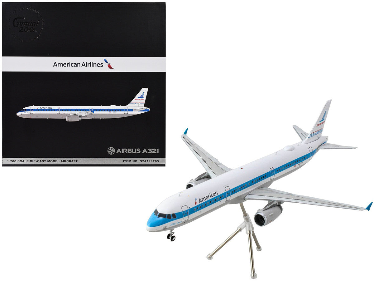 Airbus A321 Commercial Aircraft "American Airlines - Piedmont" (N581UW) White with Blue Stripes "Gemini 200" Series 1/200 Diecast Model Airplane by GeminiJets LuxuryLifeWay Online Store