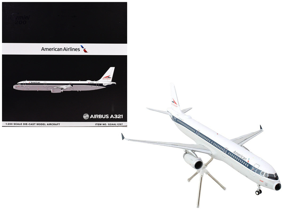 Airbus A321 Commercial Aircraft "American Airlines - Allegheny" (N579UW) White with Blue Stripes "Gemini 200" Series 1/200 Diecast Model Airplane by GeminiJets LuxuryLifeWay Online Store