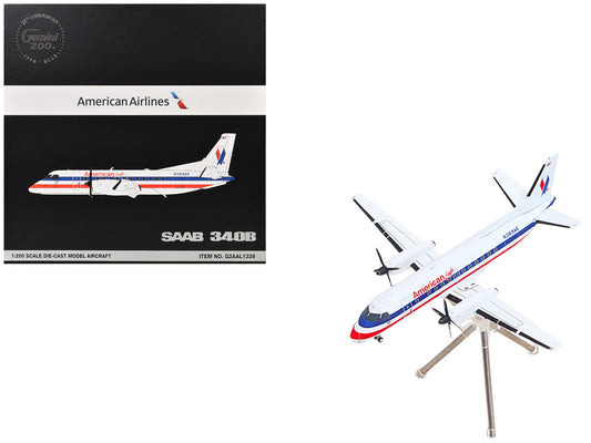 Saab 340B Commercial Aircraft "American Eagle" (N389AE) White with Red and Blue Stripes "Gemini 200" Series 1/200 Diecast Model Airplane by GeminiJets LuxuryLifeWay Online Store