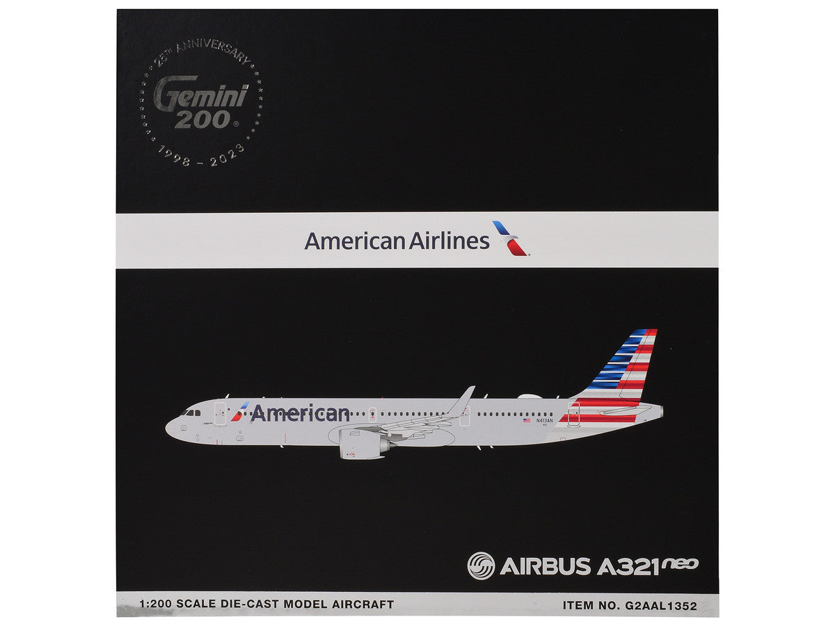 Airbus A321neo Commercial Aircraft "American Airlines" (N413AN) Gray with Striped Tail "Gemini 200" Series 1/200 Diecast Model Airplane by GeminiJets LuxuryLifeWay Online Store