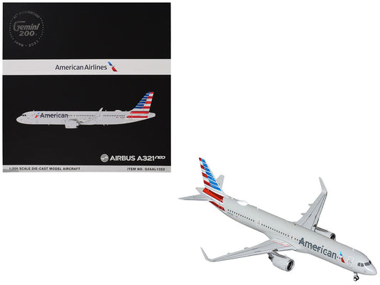 Airbus A321neo Commercial Aircraft "American Airlines" (N413AN) Gray with Striped Tail "Gemini 200" Series 1/200 Diecast Model Airplane by GeminiJets LuxuryLifeWay Online Store