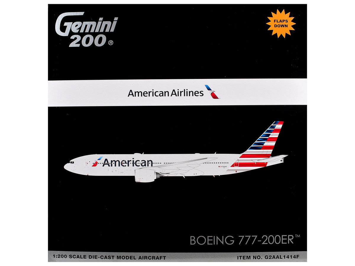 Boeing 777-200ER Commercial Aircraft with Flaps Down "American Airlines" (N788AN) Silver with Striped Tail "Gemini 200" 1/200 Diecast Model Airplane by GeminiJets LuxuryLifeWay Online Store