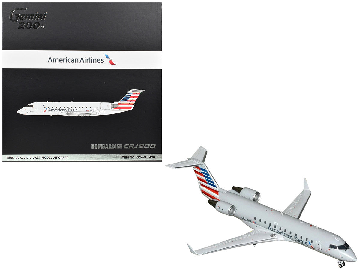 Bombardier CRJ200 Commercial Aircraft "American Eagle" (N420AW) Gray with Striped Tail "Gemini 200" Series 1/200 Diecast Model Airplane by GeminiJets LuxuryLifeWay Online Store