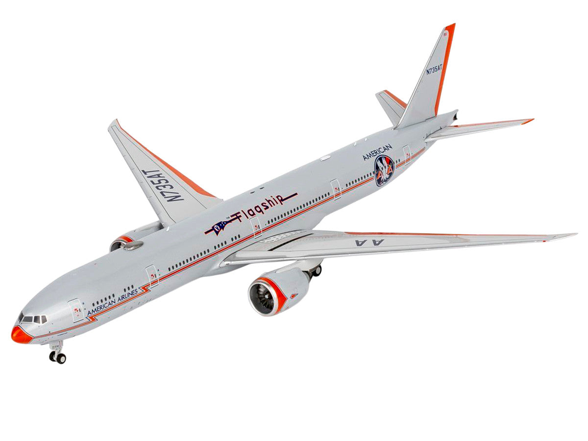 Boeing 777-300ER Commercial Aircraft "American Airlines - Flagship DFW" (N735AT) Silver with Otange Stripes "Gemini 200" Series 1/200 Diecast Model by GeminiJets LuxuryLifeWay Online Store