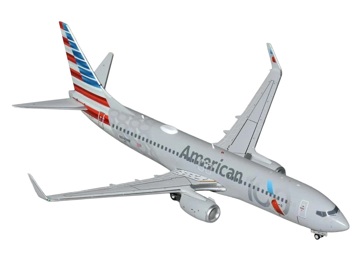 Boeing 737-800 Commercial Aircraft "American Airlines 100th Anniversary 2026" (N840NN) Gray with Tail Stripes "Gemini 200" Series 1/200 Diecast Model Airplane by GeminiJets LuxuryLifeWay Online Store