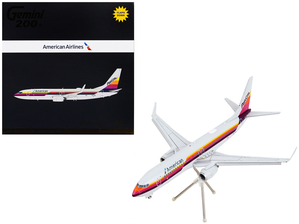 Boeing 737-800 Commercial Aircraft with Flaps Down "American Airlines - AirCal" Gray with Stripes "Gemini 200" Series 1/200 Diecast Model Airplane by GeminiJets LuxuryLifeWay Online Store
