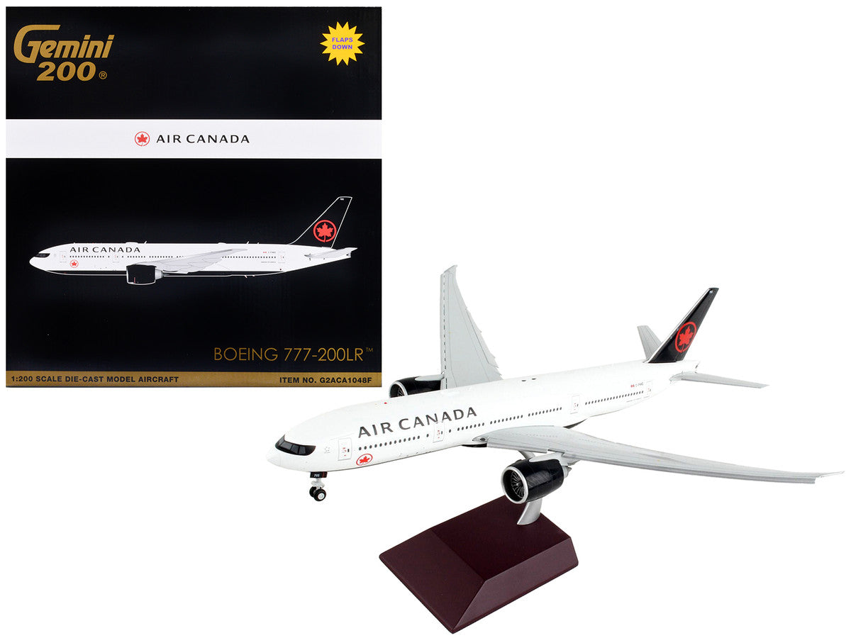 Boeing 777-200LR Commercial Aircraft with Flaps Down "Air Canada" White with Black Tail "Gemini 200" Series 1/200 Diecast Model Airplane by GeminiJets LuxuryLifeWay Online Store