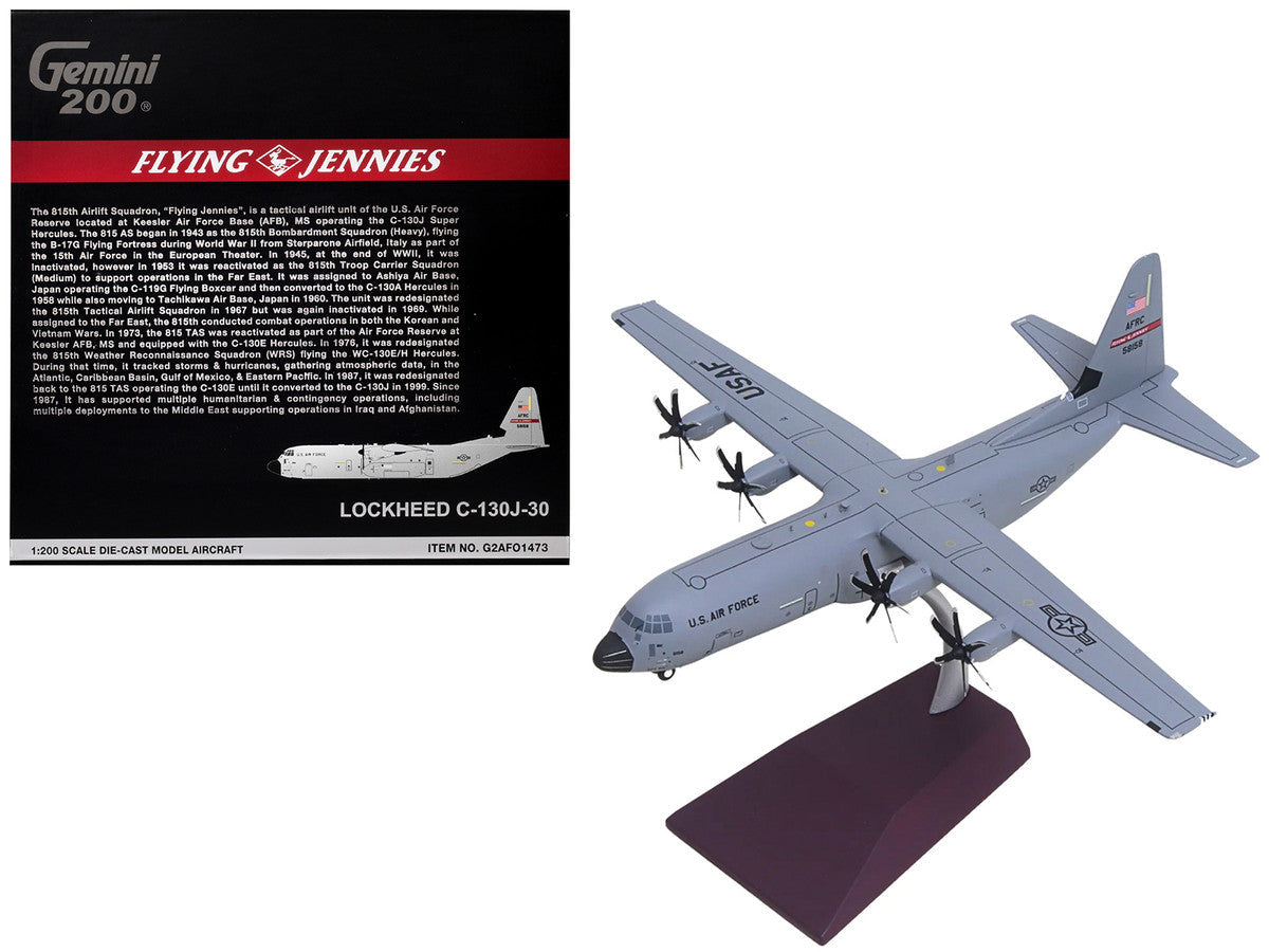 Lockheed C-130J-30 Super Hercules Transport Aircraft "05-8158 Flying Jennies 815th Airlift Squadron Keesler Air Force Base" United States Air Force "Gemini 200" Series 1/200 Diecast Model by GeminiJets LuxuryLifeWay Online Store
