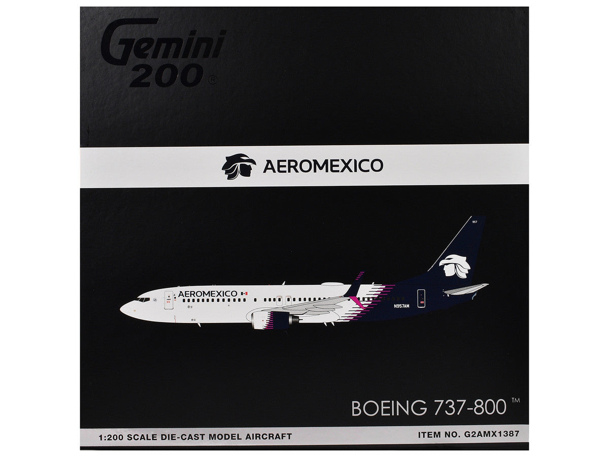 Boeing 737-800 Commercial Aircraft "AeroMexico" (N957AM) White with Dark Blue Tail "Gemini 200" Series 1/200 Diecast Model Airplane by GeminiJets LuxuryLifeWay Online Store