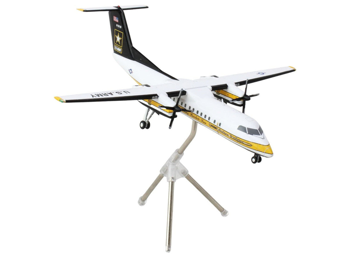 Bombardier C-147A Transport Aircraft "Golden Knights Parachute Team" United States Army (17-01610) White with Yellow Stripes and Black Tail "Gemini 200" Series 1/200 Diecast Model Airplane by GeminiJets LuxuryLifeWay Online Store