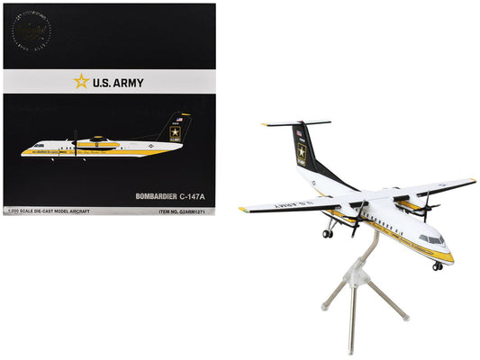 Bombardier C-147A Transport Aircraft "Golden Knights Parachute Team" United States Army (17-01610) White with Yellow Stripes and Black Tail "Gemini 200" Series 1/200 Diecast Model Airplane by GeminiJets LuxuryLifeWay Online Store