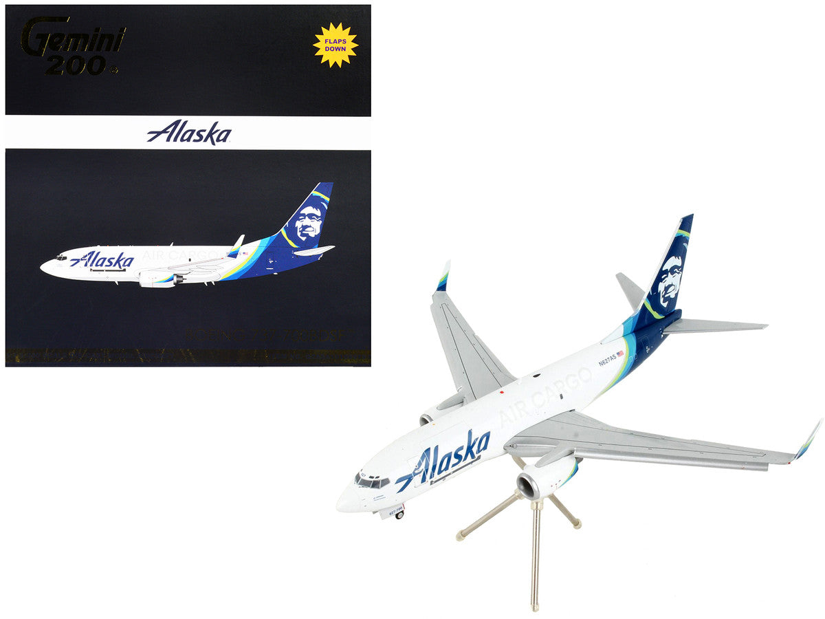 Boeing 737-700BDSF Commercial Aircraft with Flaps Down "Alaska Air Cargo" White with Blue Tail "Gemini 200" Series 1/200 Diecast Model Airplane by GeminiJets LuxuryLifeWay Online Store