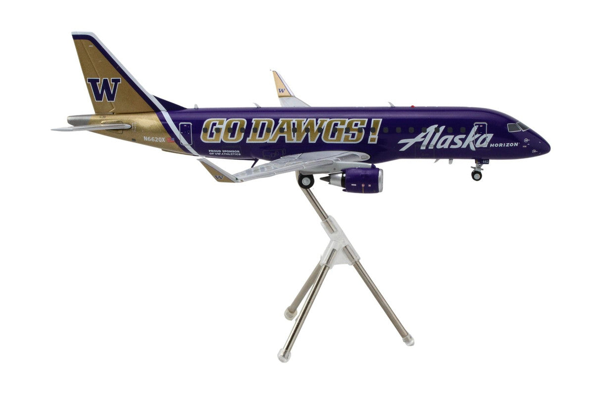 Embraer ERJ-175 Commercial Aircraft "Alaska Airlines/Horizon - University of Washington Huskies" (N662QX) Purple with Gold Tail "Gemini 200" Series 1/200 Diecast Model Airplane by GeminiJetsG2ASA1287 LuxuryLifeWay Online Store