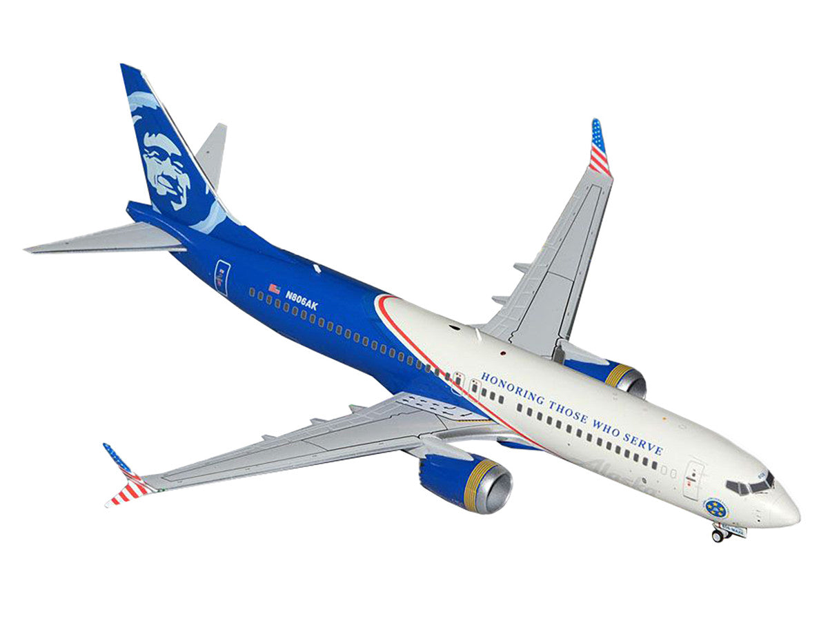 Boeing 737 MAX 8 Commercial Aircraft "Alaska Airlines - Honoring Those Who Serve" (N806AK) White and Blue "Gemini 200" Series 1/200 Diecast Model Airplane by GeminiJets LuxuryLifeWay Online Store