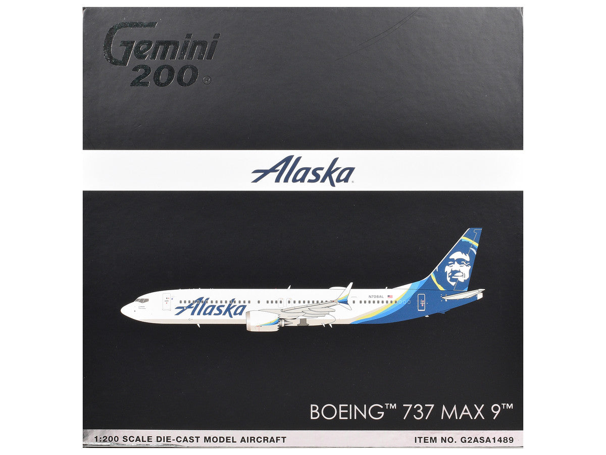 Boeing 737 MAX 9 Commercial Aircraft "Alaska Airlines" (N708AL) White with Blue Tail "Gemini 200" Series 1/200 Diecast Model Airplane by GeminiJets LuxuryLifeWay Online Store