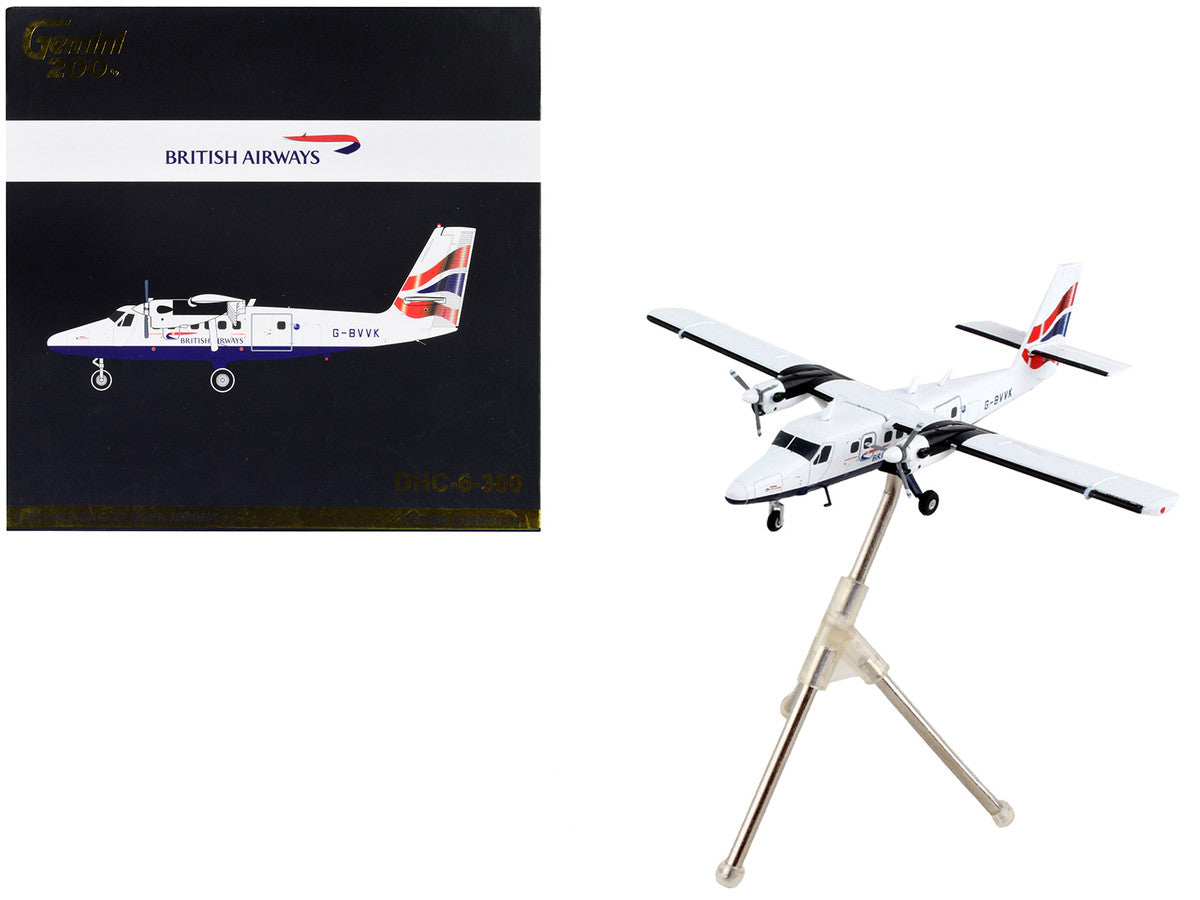 De Havilland DHC-6-300 Commercial Aircraft "British Airways" White with Striped Tail "Gemini 200" Series 1/200 Diecast Model Airplane by GeminiJets LuxuryLifeWay Online Store