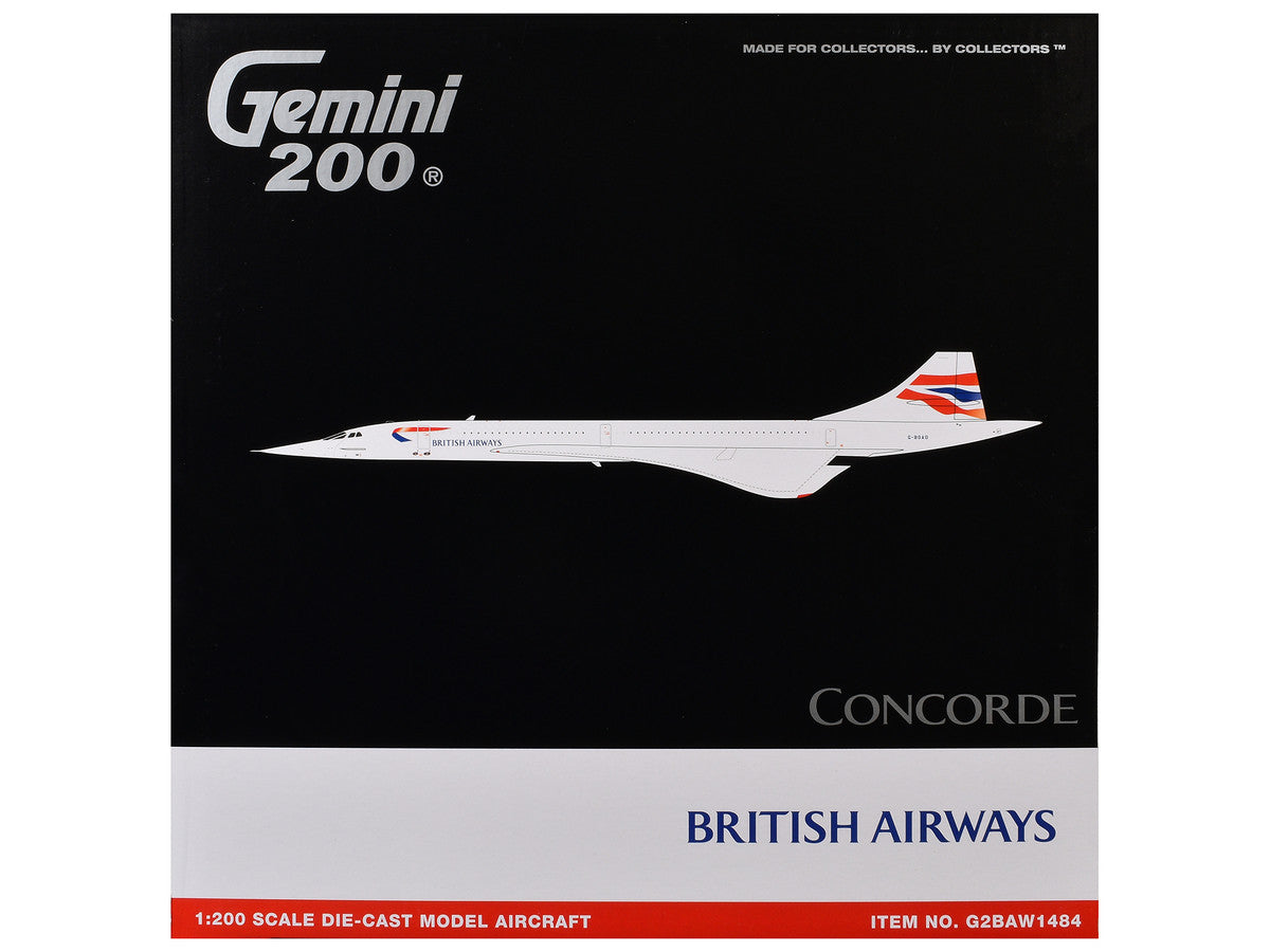 BAe/Aerospatiale Concorde Commercial Aircraft "British Airways" (G-BOAD) White with Tail Stripes "Gemini 200" Series 1/200 Diecast Model by GeminiJets LuxuryLifeWay Online Store