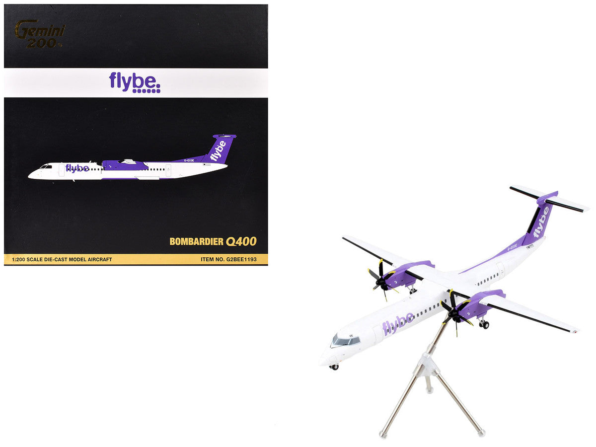 Bombardier Q400 Commercial Aircraft "Flybe" (G-ECOE) White with Purple Tail "Gemini 200" Series 1/200 Diecast Model Airplane by GeminiJets LuxuryLifeWay Online Store