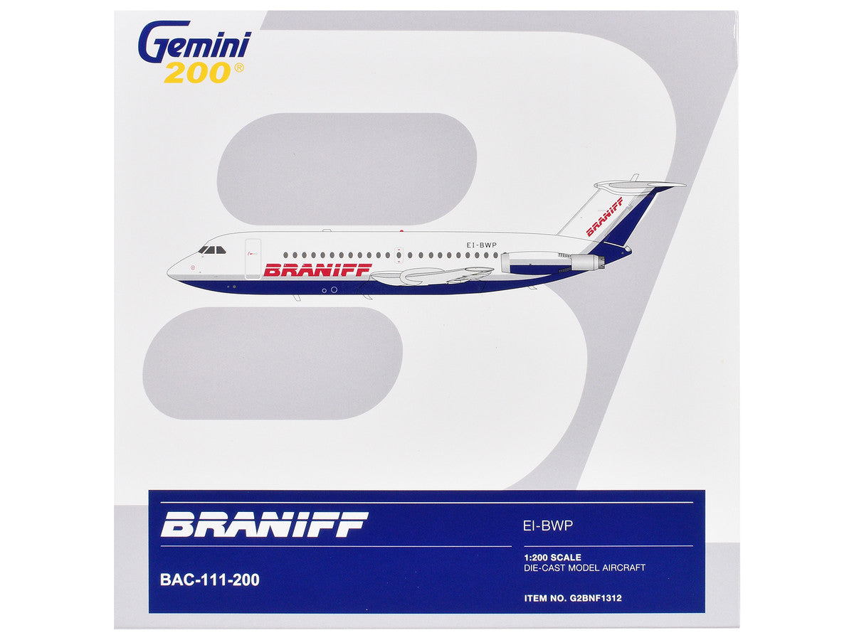 BAC 111-200 Commercial Aircraft "Braniff International Airways" (EI-BWP) White with Blue Tail "Gemini 200" Series 1/200 Diecast Model Airplane by GeminiJets LuxuryLifeWay Online Store