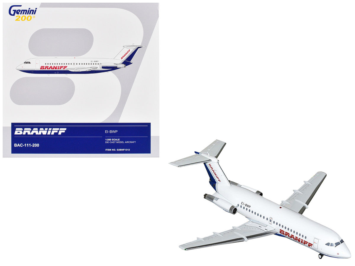 BAC 111-200 Commercial Aircraft "Braniff International Airways" (EI-BWP) White with Blue Tail "Gemini 200" Series 1/200 Diecast Model Airplane by GeminiJets LuxuryLifeWay Online Store