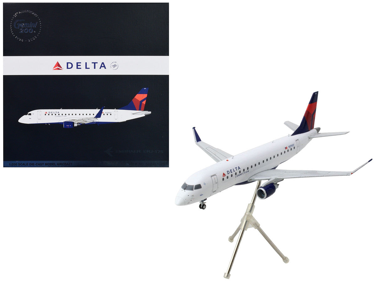 Embraer ERJ-175 Commercial Aircraft "Delta Connection" White with Blue and Red Tail "Gemini 200" Series 1/200 Diecast Model Airplane by GeminiJets LuxuryLifeWay Online Store