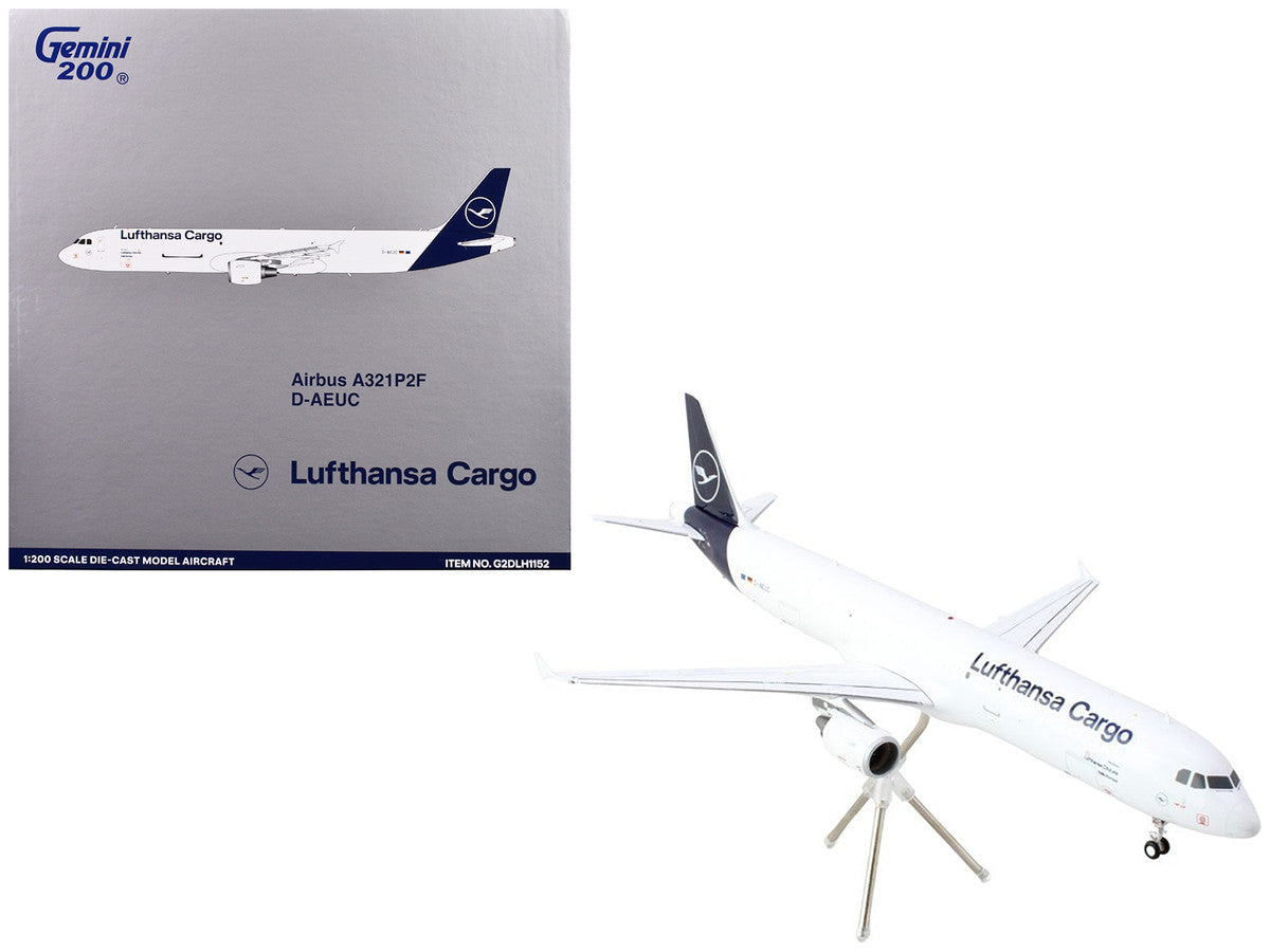 Airbus A321P2F Commercial Aircraft "Lufthansa Cargo" (D-AEUC) White with Blue Tail "Gemini 200" Series 1/200 Diecast Model Airplane by GeminiJets LuxuryLifeWay Online Store