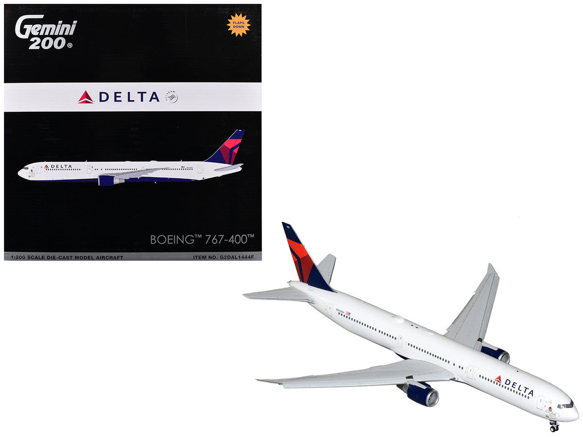 Boeing 767-400ER Commercial Aircraft with Flaps Down "Delta Air Lines" (N482MH) White with Blue and Red Tail "Gemini 200" Series 1/200 Diecast Model Airplane by GeminiJets LuxuryLifeWay Online Store