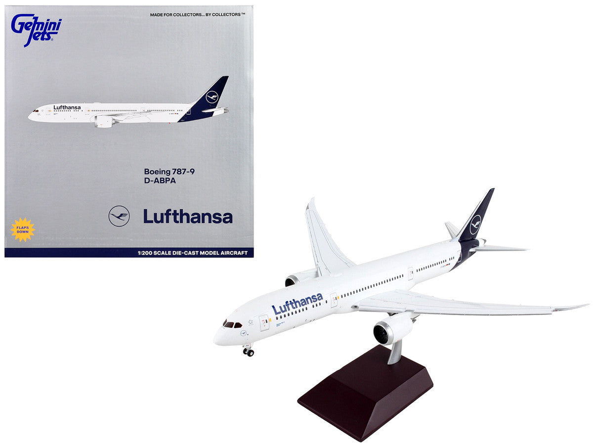 Boeing 787-9 Commercial Aircraft with Flaps Down "Lufthansa" White with Blue Tail "Gemini 200" Series 1/200 Diecast Model Airplane by GeminiJets LuxuryLifeWay Online Store