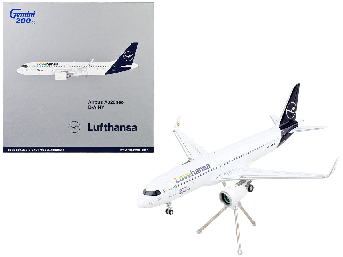 Airbus A320neo Commercial Aircraft "Lufthansa - LoveHansa" White with Blue Tail "Gemini 200" Series 1/200 Diecast Model Airplane by GeminiJets LuxuryLifeWay Online Store