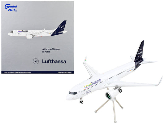 Airbus A320neo Commercial Aircraft "Lufthansa - LoveHansa" White with Blue Tail "Gemini 200" Series 1/200 Diecast Model Airplane by GeminiJets LuxuryLifeWay Online Store