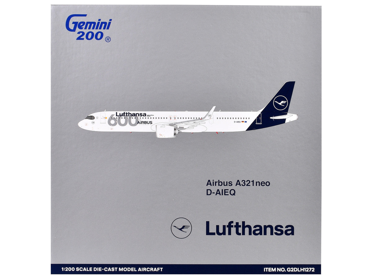 Airbus A321neo Commercial Aircraft "Lufthansa - 600th Airbus Aircraft" (D-AIEQ) White with Dark Blue Tail "Gemini 200" Series 1/200 Diecast Model Airplane by GeminiJets LuxuryLifeWay Online Store