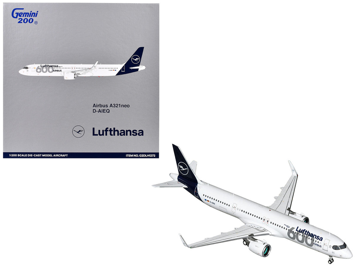 Airbus A321neo Commercial Aircraft "Lufthansa - 600th Airbus Aircraft" (D-AIEQ) White with Dark Blue Tail "Gemini 200" Series 1/200 Diecast Model Airplane by GeminiJets LuxuryLifeWay Online Store
