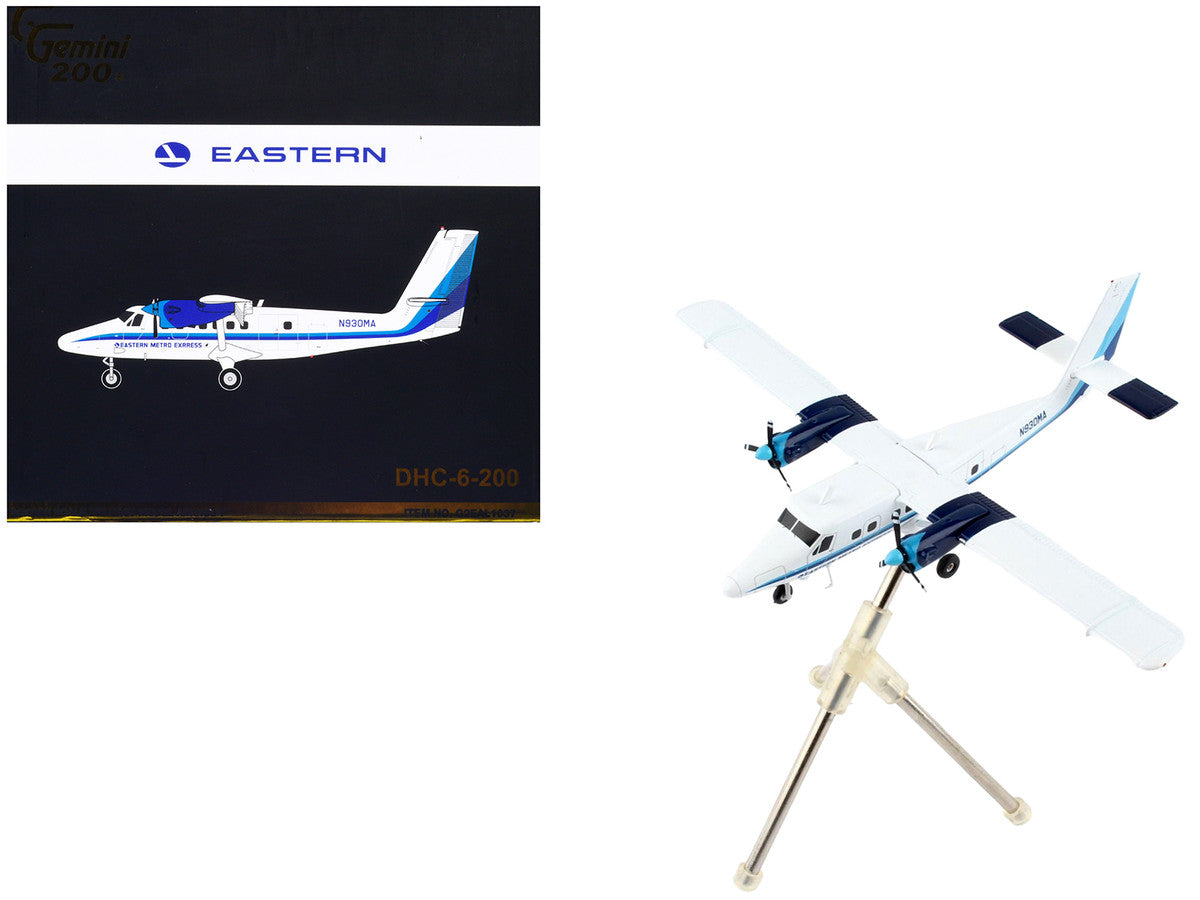 De Havilland DHC-6-200 Commercial Aircraft "Eastern Air Lines - Metro Express" White with Blue Stripes "Gemini 200" Series 1/200 Diecast Model Airplane by GeminiJets LuxuryLifeWay Online Store