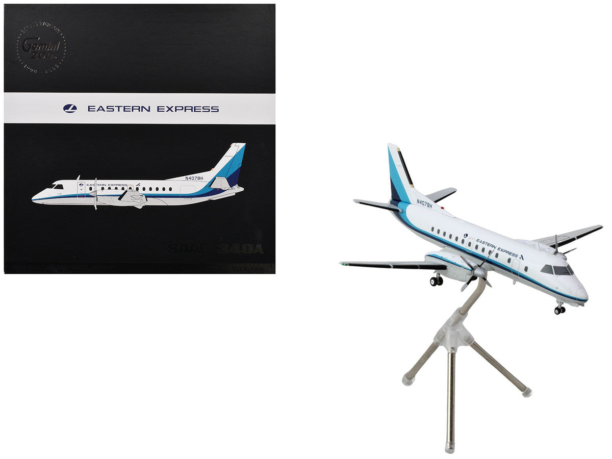 Saab 340A Commercial Aircraft "Eastern Express/Bar Harbor" (N407BH) White with Blue Stripes "Gemini 200" Series 1/200 Diecast Model Airplane by GeminiJets LuxuryLifeWay Online Store