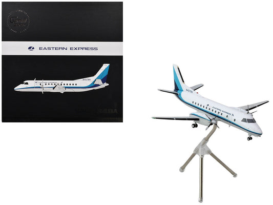 Saab 340A Commercial Aircraft "Eastern Express/Bar Harbor" (N407BH) White with Blue Stripes "Gemini 200" Series 1/200 Diecast Model Airplane by GeminiJets LuxuryLifeWay Online Store