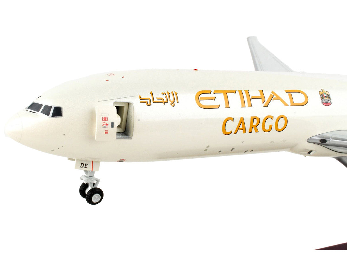 Boeing 777F Commercial Aircraft "Etihad Airways Cargo" Beige with Tail Graphics "Gemini 200 - Interactive" Series 1/200 Diecast Model Airplane by GeminiJets LuxuryLifeWay Online Store