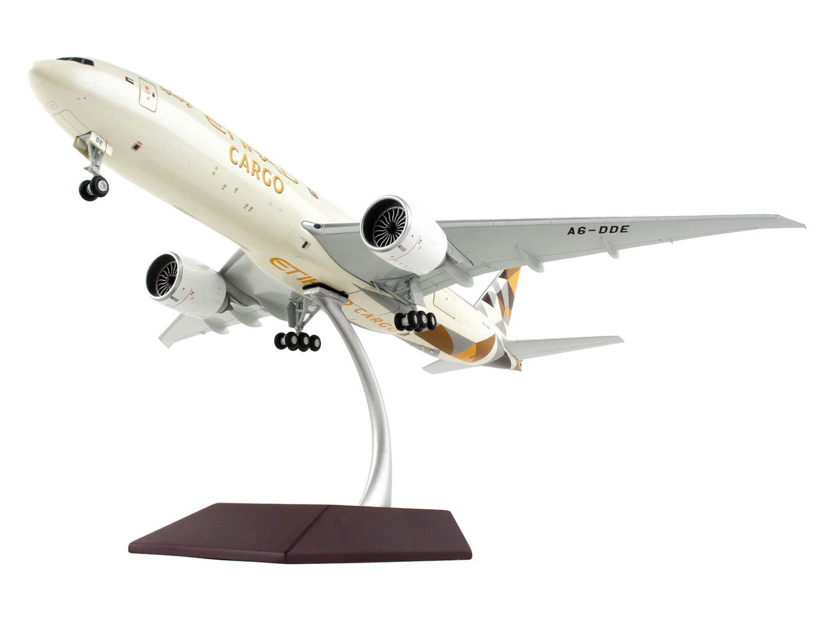 Boeing 777F Commercial Aircraft "Etihad Airways Cargo" Beige with Tail Graphics "Gemini 200 - Interactive" Series 1/200 Diecast Model Airplane by GeminiJets LuxuryLifeWay Online Store