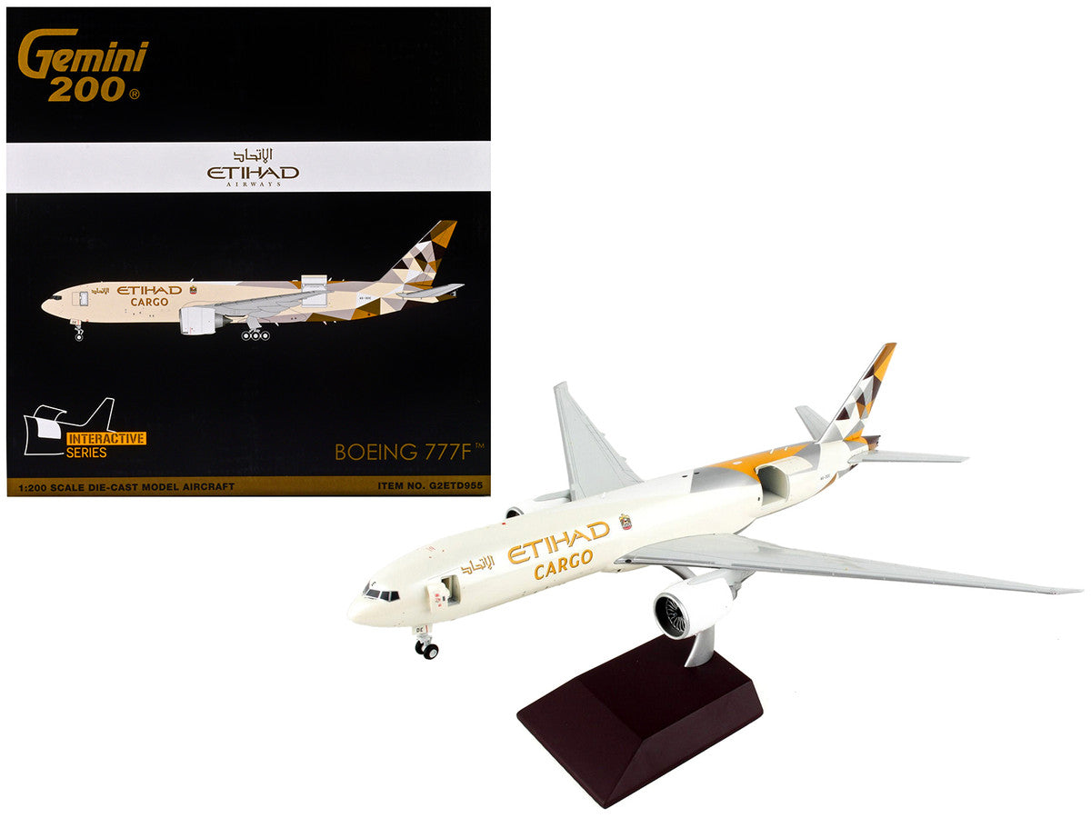 Boeing 777F Commercial Aircraft "Etihad Airways Cargo" Beige with Tail Graphics "Gemini 200 - Interactive" Series 1/200 Diecast Model Airplane by GeminiJets LuxuryLifeWay Online Store