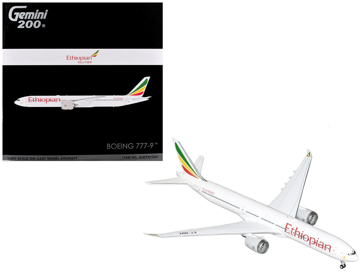 Boeing 777-9 Commercial Aircraft "Ethiopian Airlines" (ET-BBX) White with Tail Stripes "Gemini 200" Series 1/200 Diecast Model Airplane by GeminiJets LuxuryLifeWay Online Store