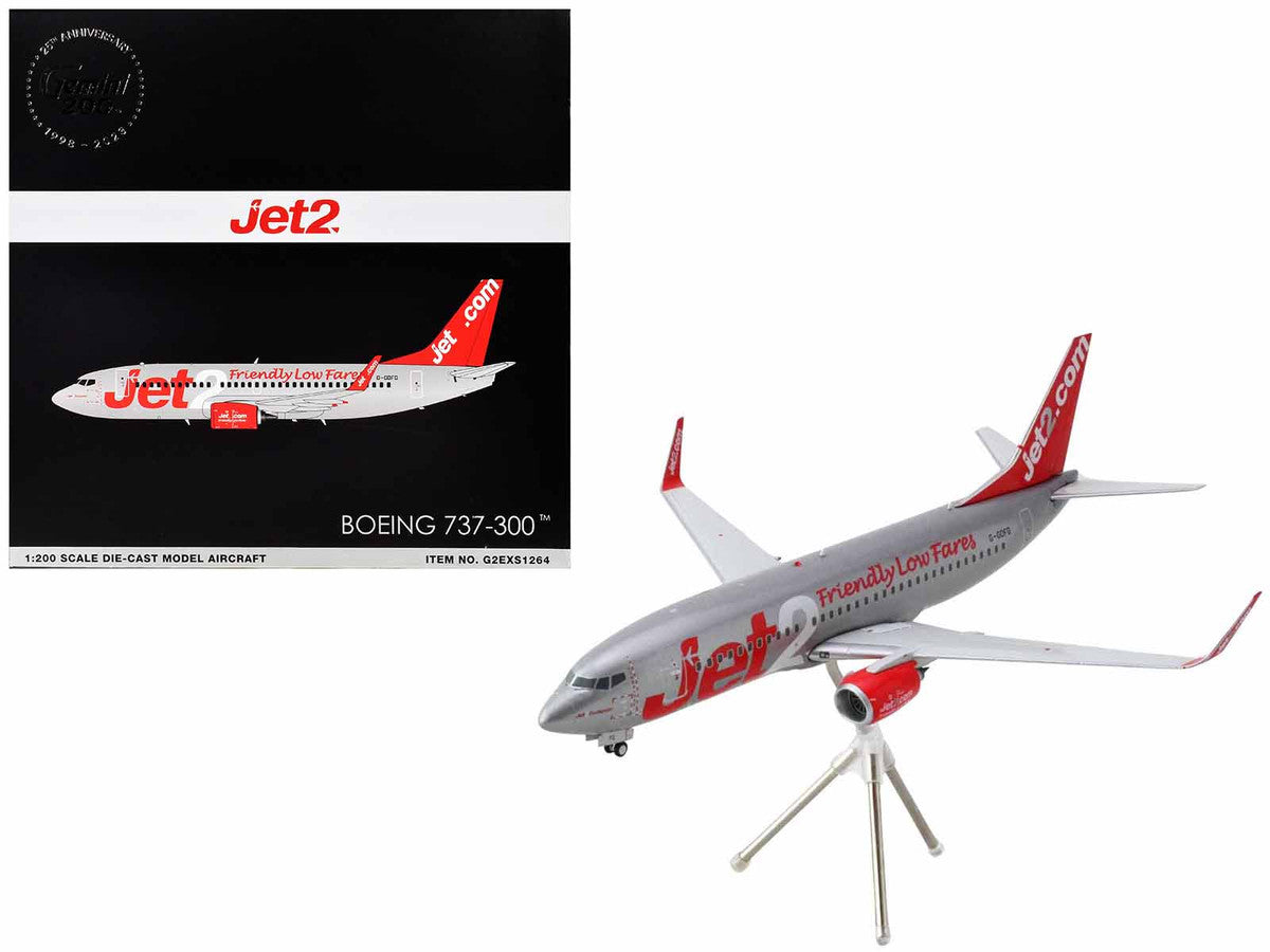 Boeing 737-300 Commercial Aircraft "Jet2" (G-GDFG) Gray Metallic with Red Tail "Gemini 200" Series 1/200 Diecast Model Airplane by GeminiJets LuxuryLifeWay Online Store