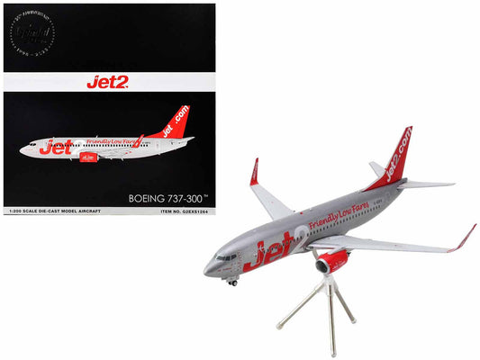 Boeing 737-300 Commercial Aircraft "Jet2" (G-GDFG) Gray Metallic with Red Tail "Gemini 200" Series 1/200 Diecast Model Airplane by GeminiJets LuxuryLifeWay Online Store