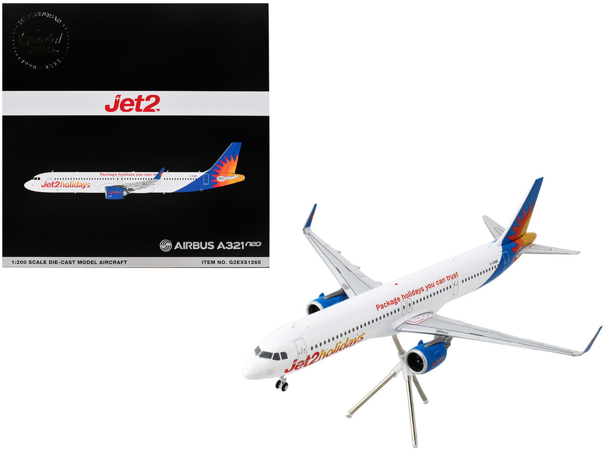Airbus A321neo Commercial Aircraft "Jet2Holidays" (G-SUNB) White with Tail Graphics "Gemini 200" Series 1/200 Diecast Model Airplane by GeminiJets LuxuryLifeWay Online Store