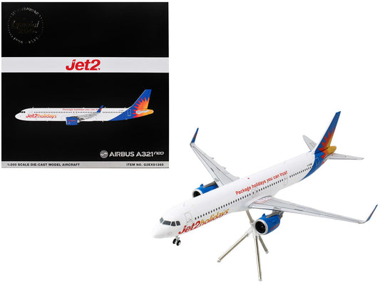 Airbus A321neo Commercial Aircraft "Jet2Holidays" (G-SUNB) White with Tail Graphics "Gemini 200" Series 1/200 Diecast Model Airplane by GeminiJets LuxuryLifeWay Online Store