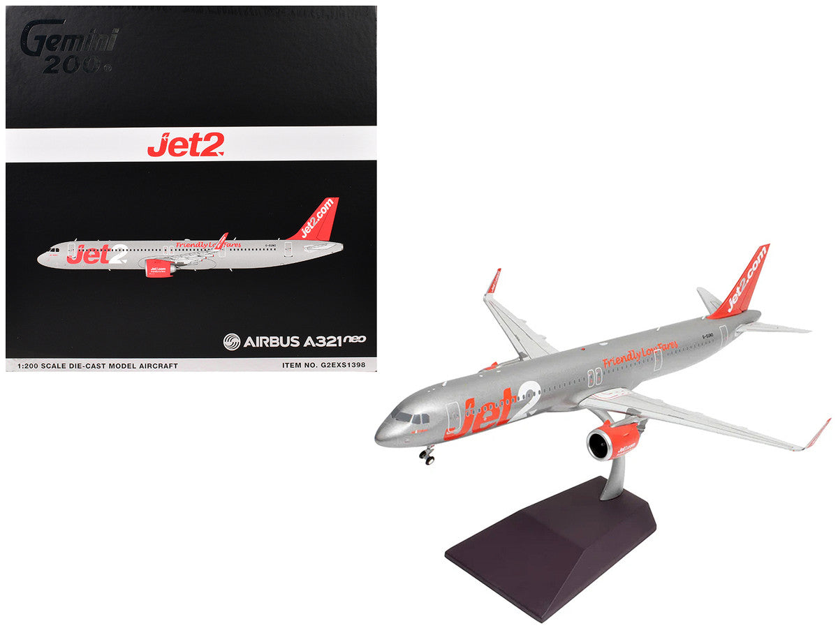 Airbus A321neo Commercial Aircraft "Jet2" (G-SUNO) Silver with Red Tail "Gemini 200" Series 1/200 Diecast Model Airplane by GeminiJets LuxuryLifeWay Online Store